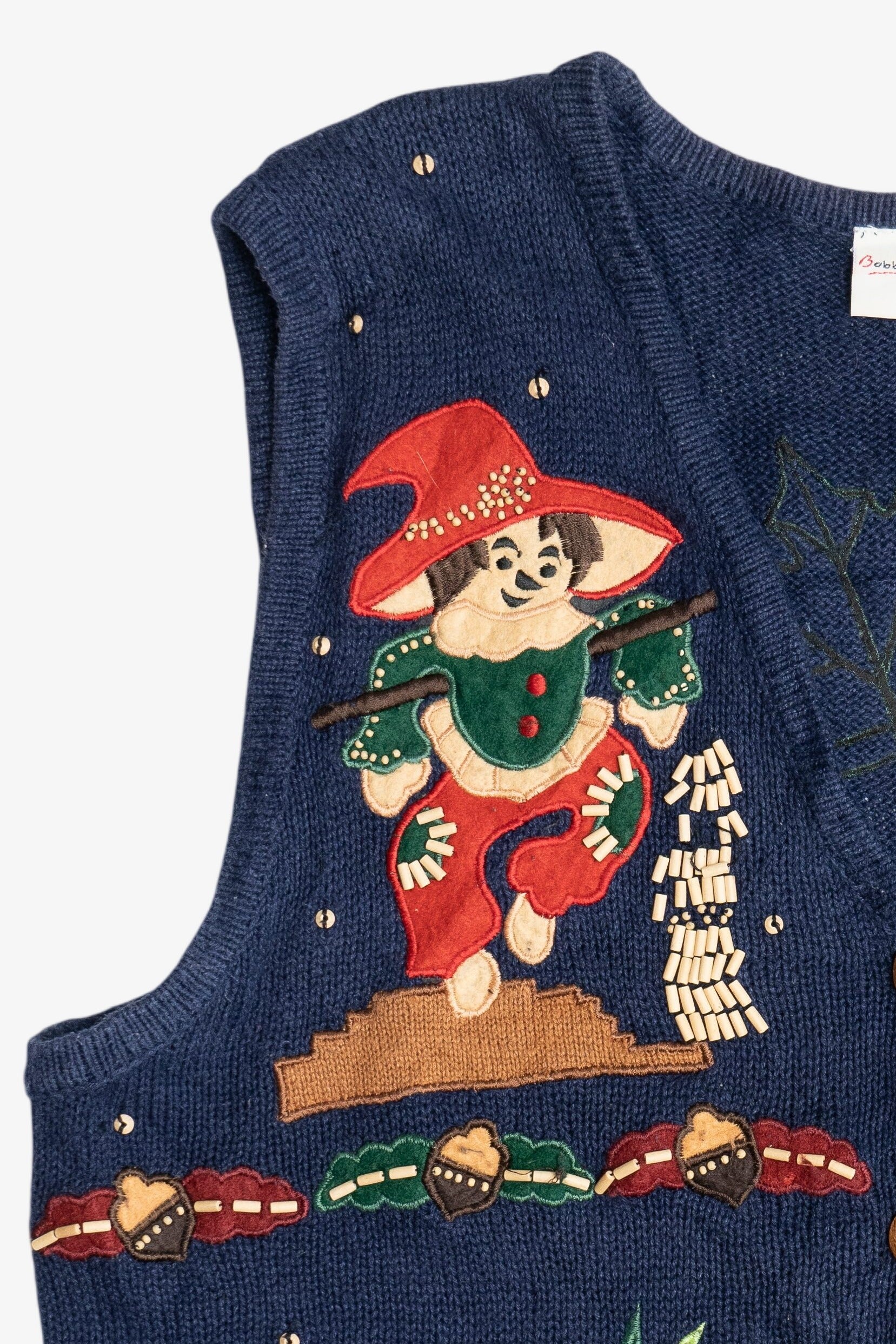 Vintage Bobbie Brooks Harvest Scarecrow Pumpkin Sweater Vest (1990s)