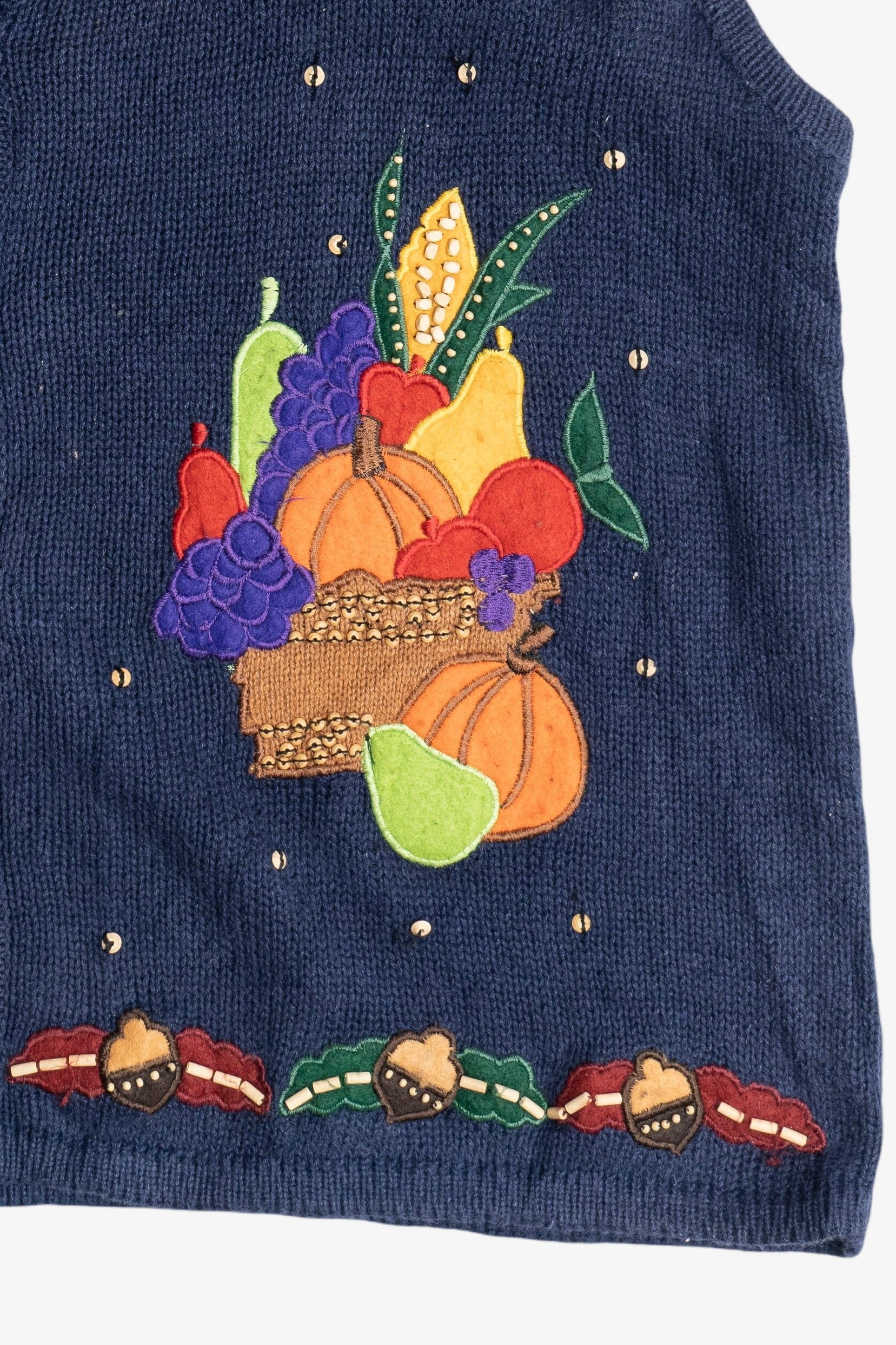 Vintage Bobbie Brooks Harvest Scarecrow Pumpkin Sweater Vest (1990s)