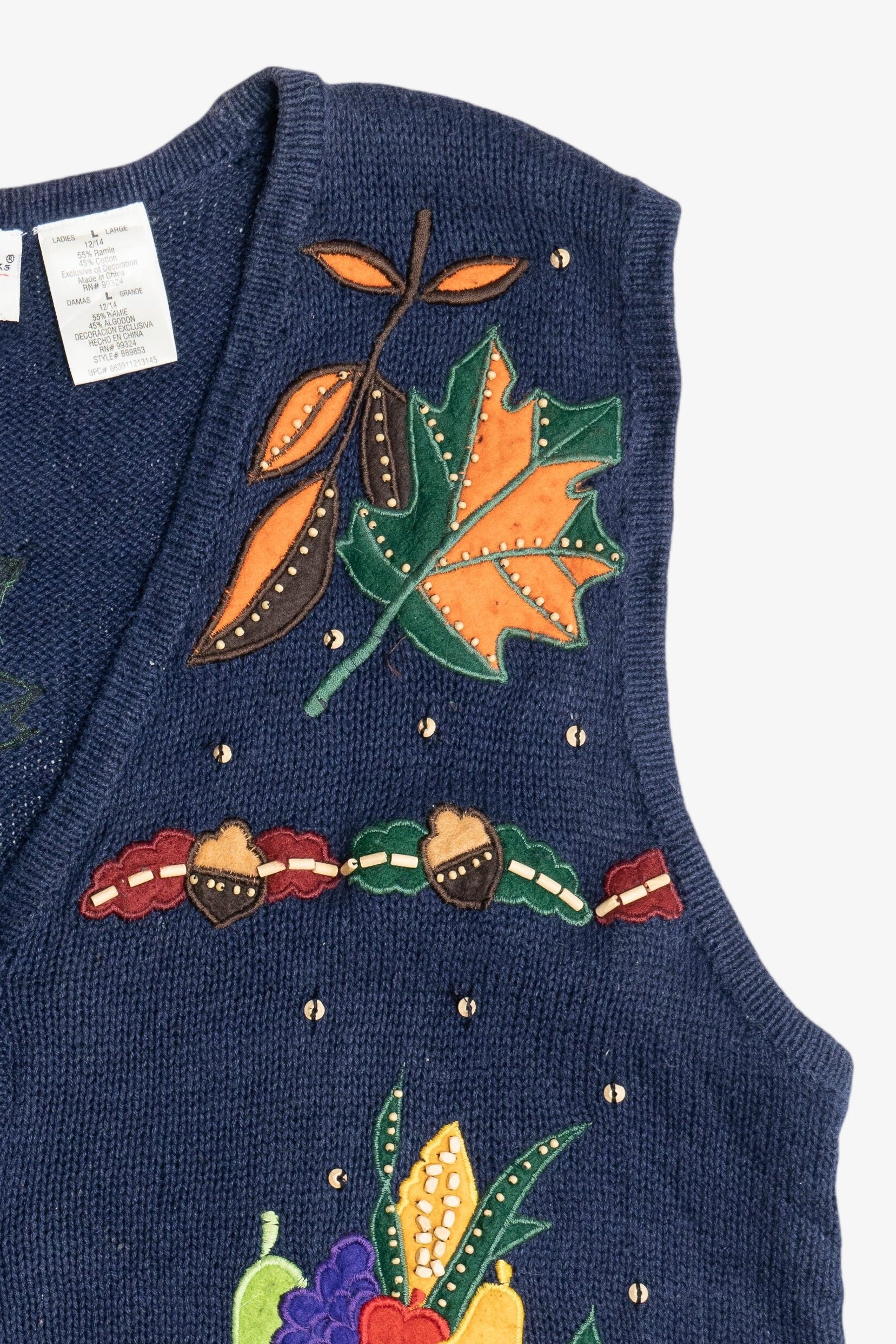 Vintage Bobbie Brooks Harvest Scarecrow Pumpkin Sweater Vest (1990s)