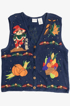Vintage Bobbie Brooks Harvest Scarecrow Pumpkin Sweater Vest (1990s)