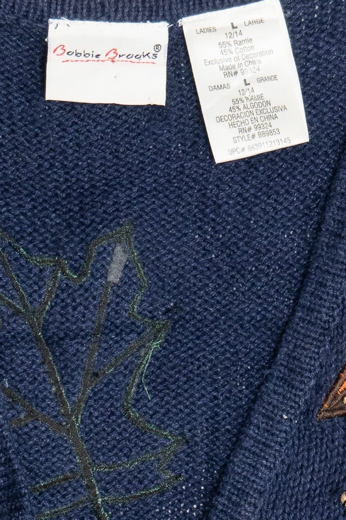 Vintage Bobbie Brooks Harvest Scarecrow Pumpkin Sweater Vest (1990s)