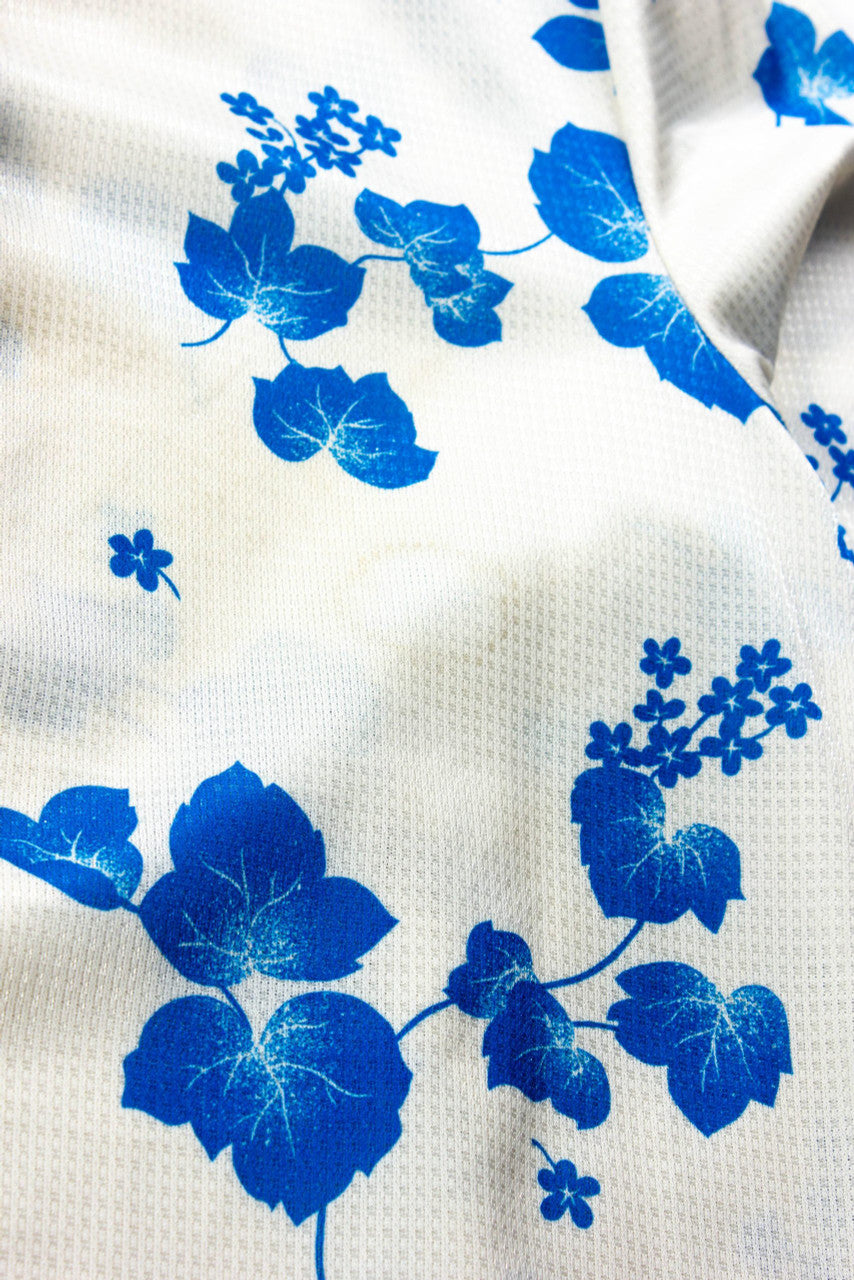 Vintage Blue Floral Ruffled Blouse