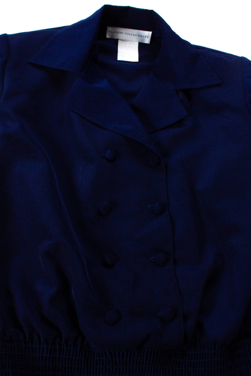 Vintage Navy Double Breasted Blouse