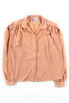 Vintage Peach Ruched Shoulder Blouse