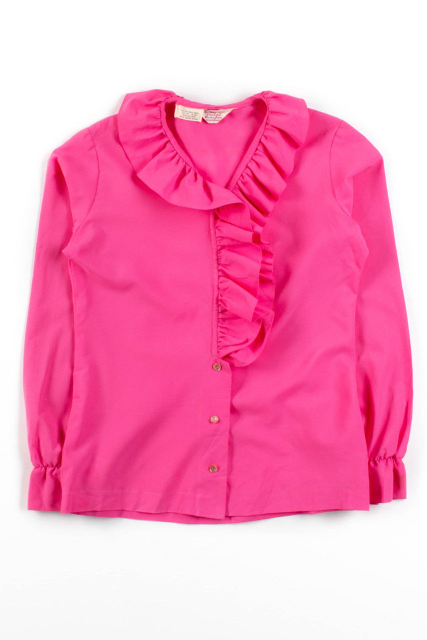 Vintage Pink Ruffled Blouse