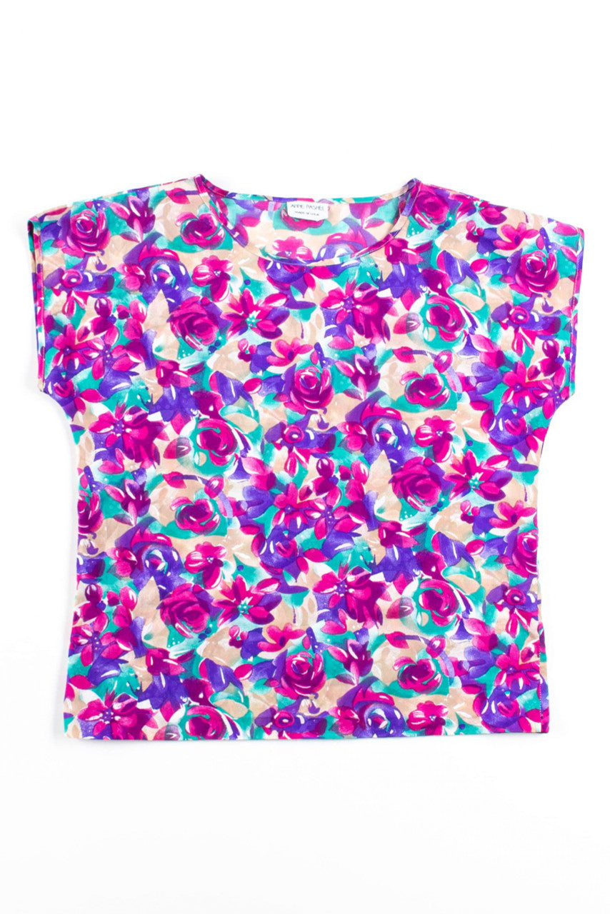 Boxy Floral Silk Top
