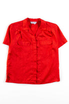 Vintage Shiny Red Button Up Blouse