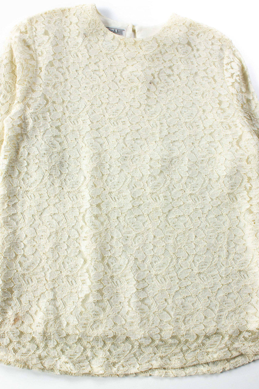 Vintage Floral Lace Layered Blouse