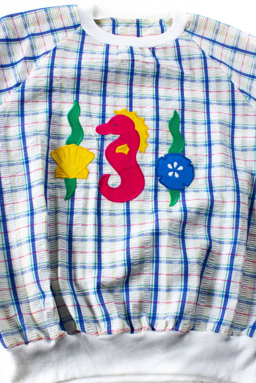 Vintage Plaid Seahorse Top