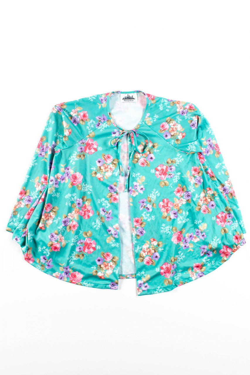 Vintage Open Front Floral Blouse