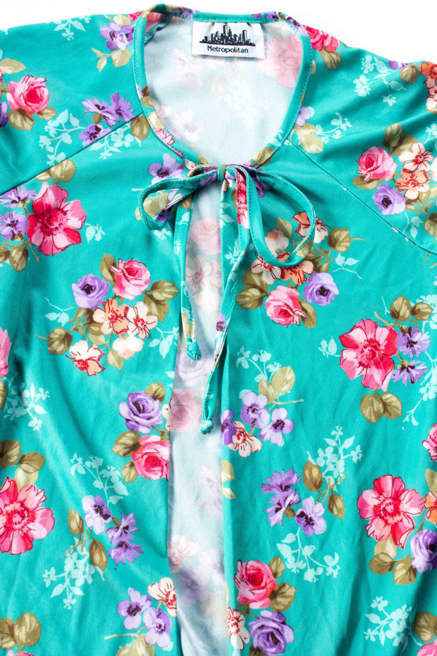Vintage Open Front Floral Blouse