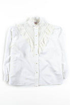 Vintage White Lace Ruffled Blouse