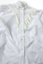 Vintage White Lace Ruffled Blouse