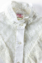 Vintage White Lace Ruffled Blouse