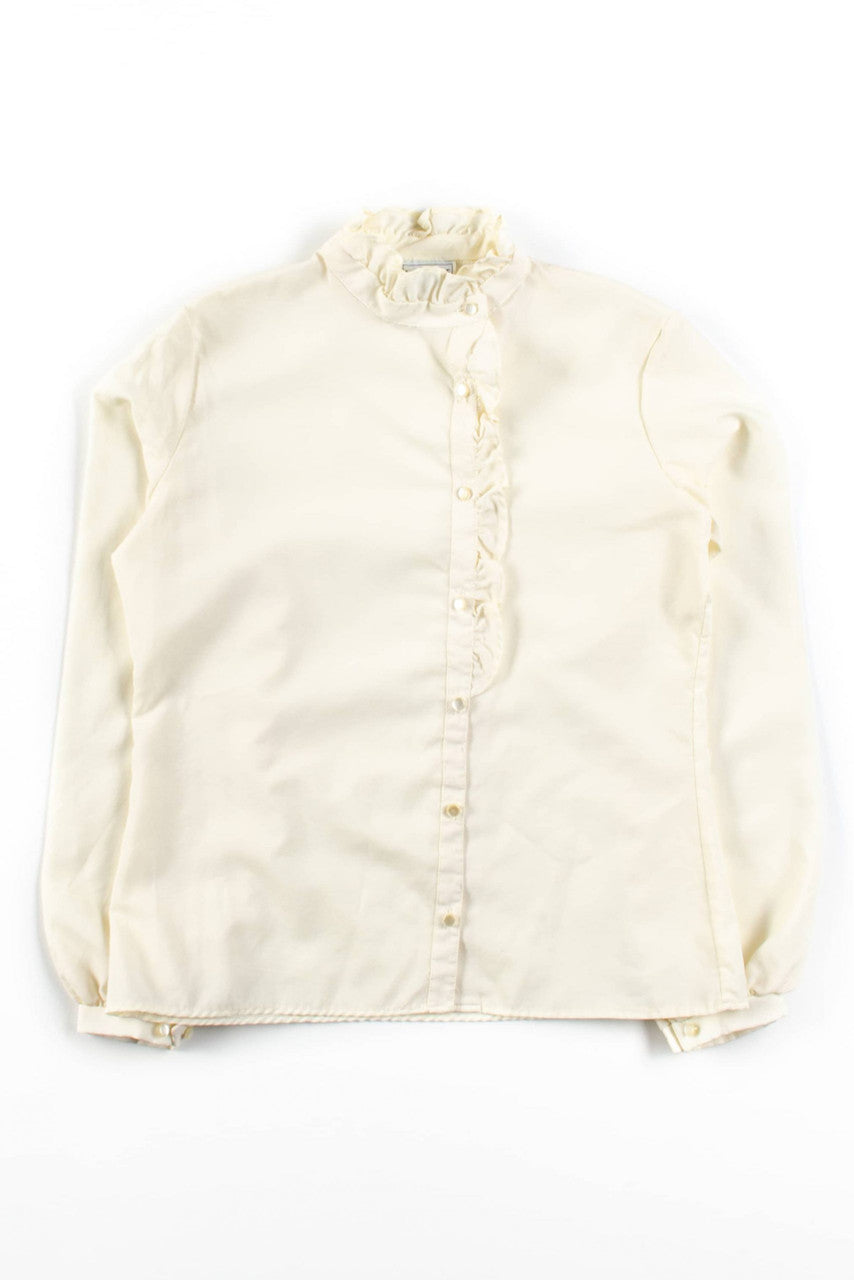 Vintage Asymmetrical Ruffled Blouse