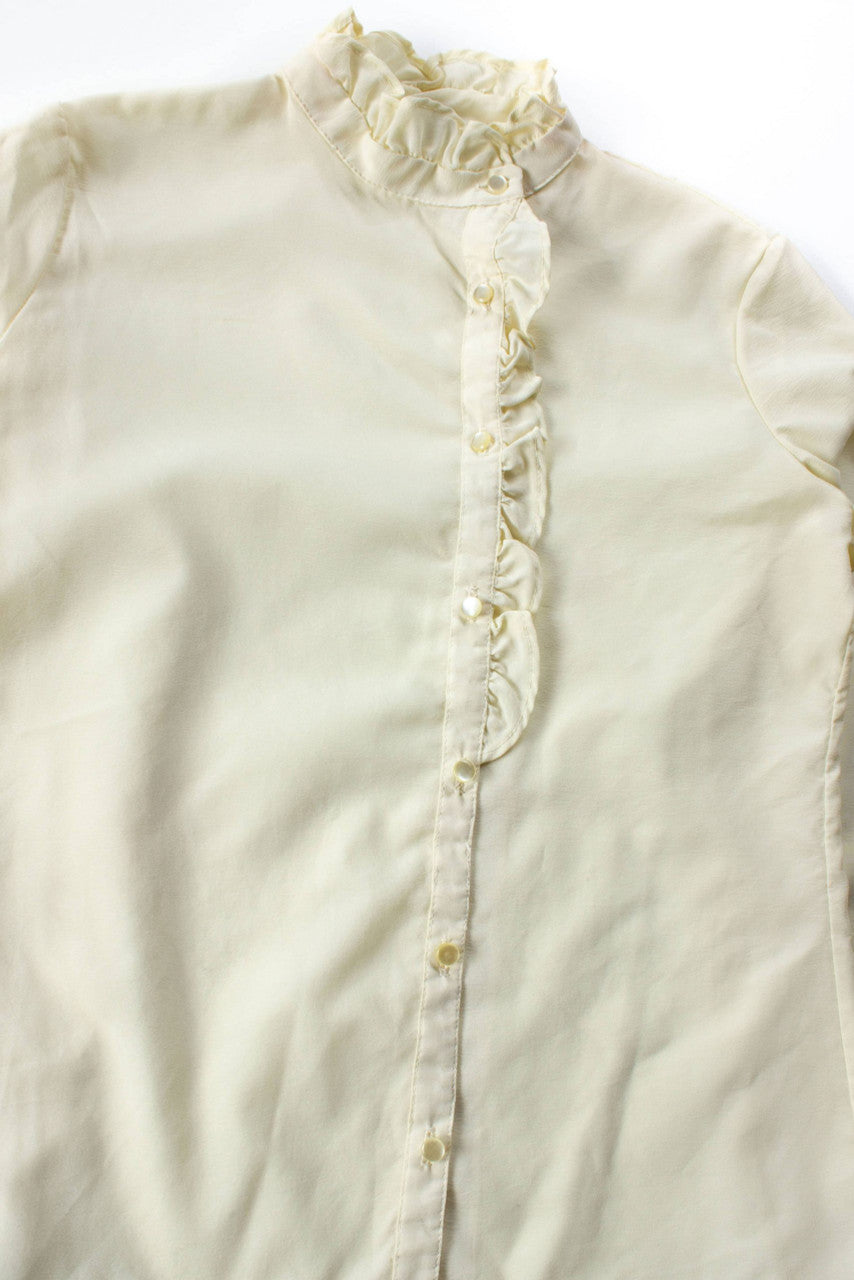 Vintage Asymmetrical Ruffled Blouse