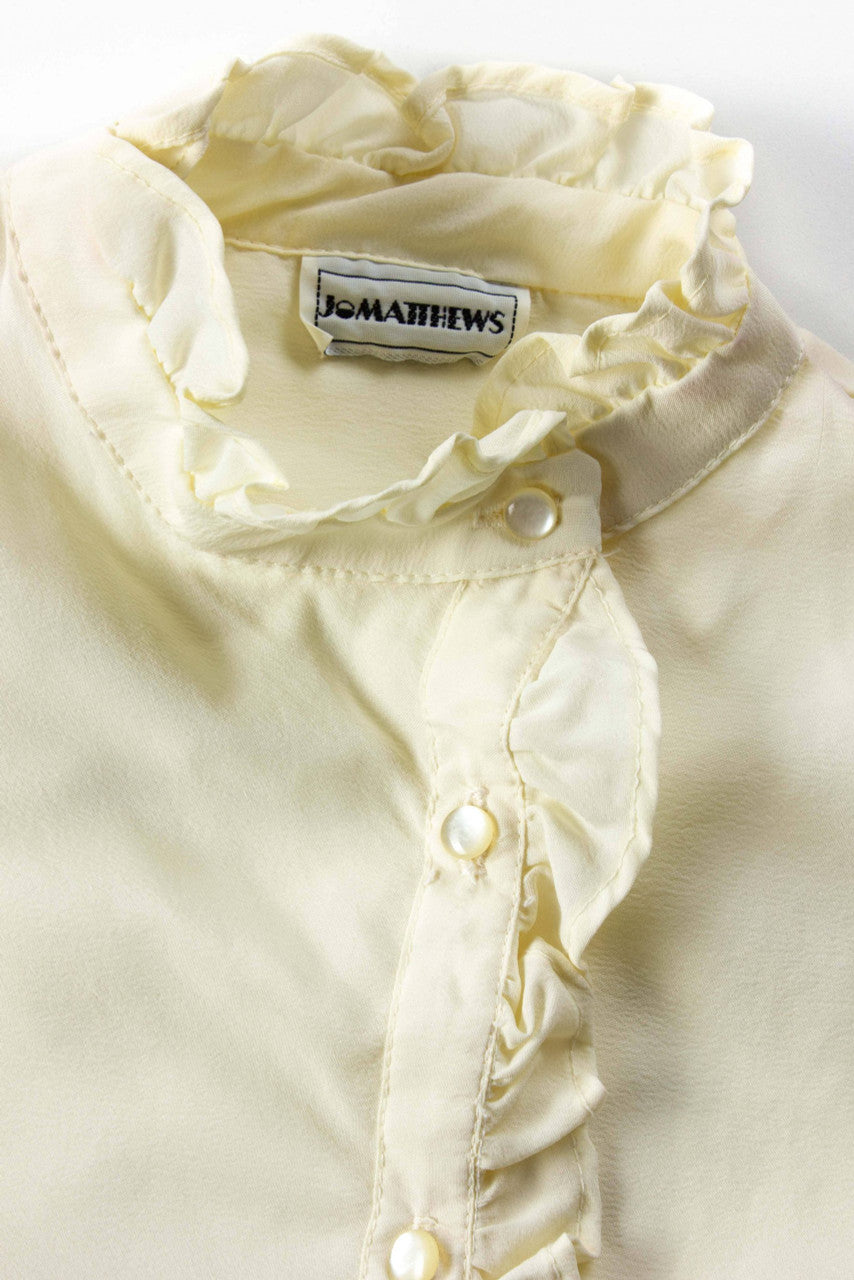 Vintage Asymmetrical Ruffled Blouse