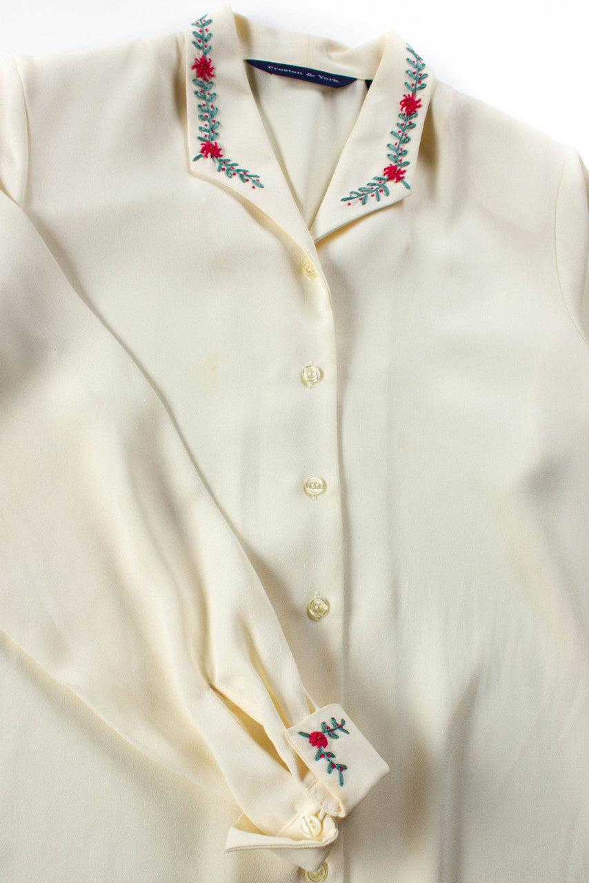 Vintage Floral Embroidered Blouse