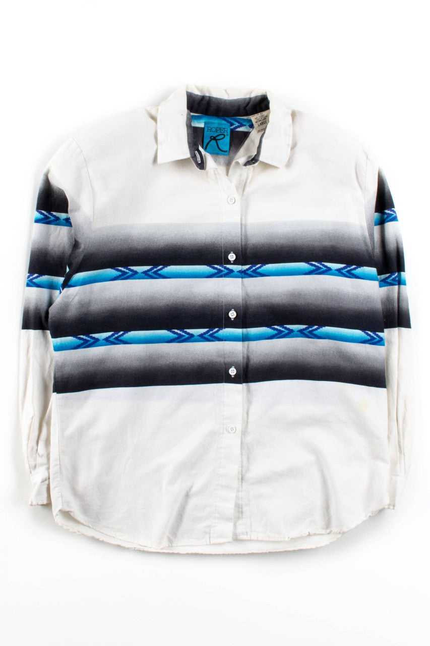 Vintage Southwestern Blue Stripe Button Up