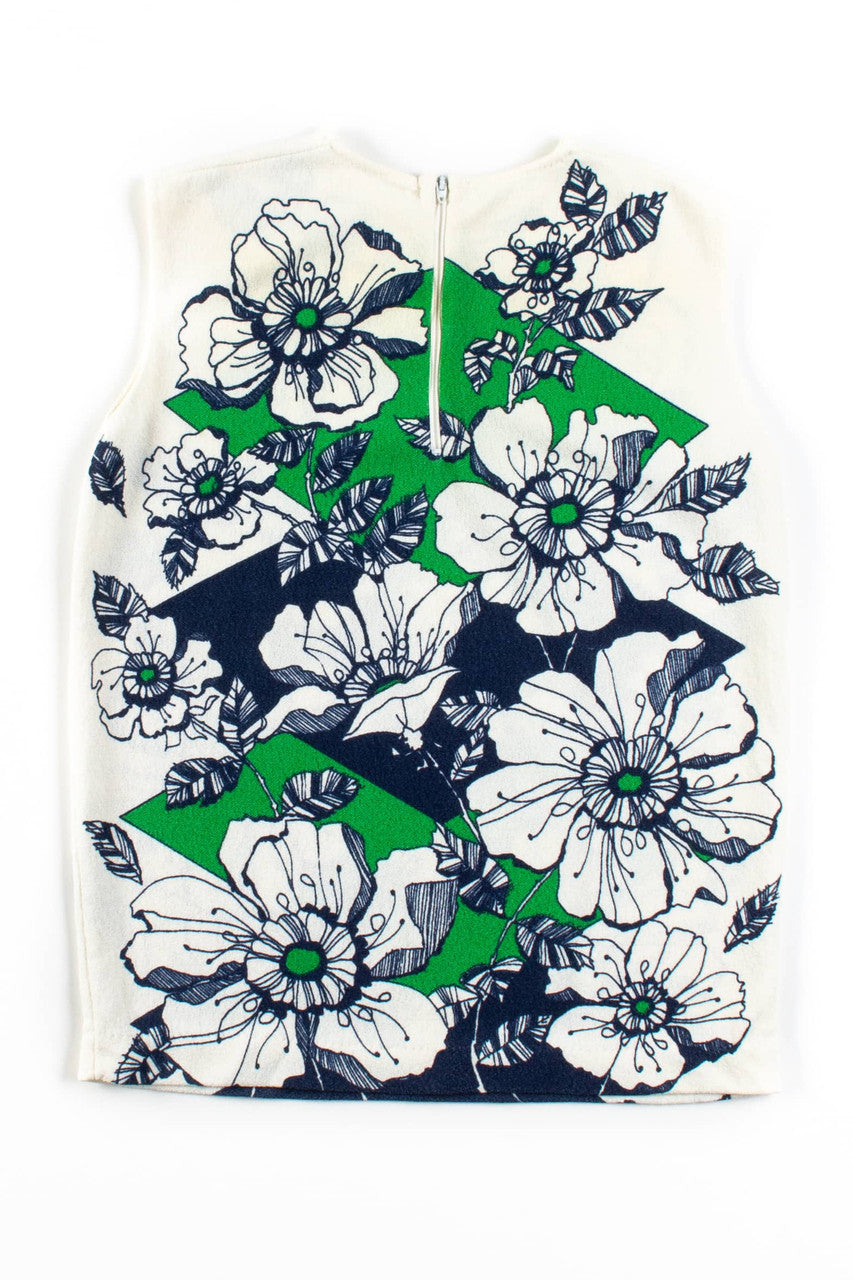 Vintage Sleeveless Floral Ink Top