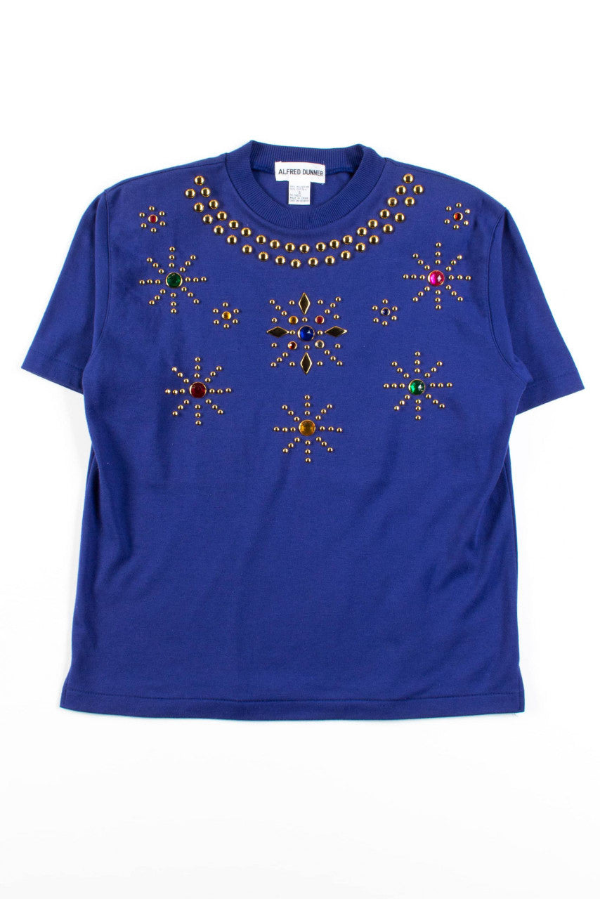 Vintage Beaded Short Sleeve Tee Top