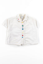 Vintage Multi Button Cropped Blouse