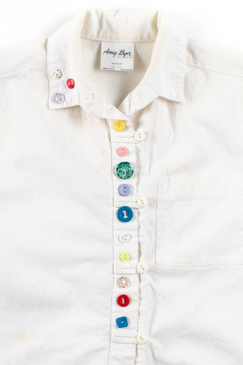 Vintage Multi Button Cropped Blouse