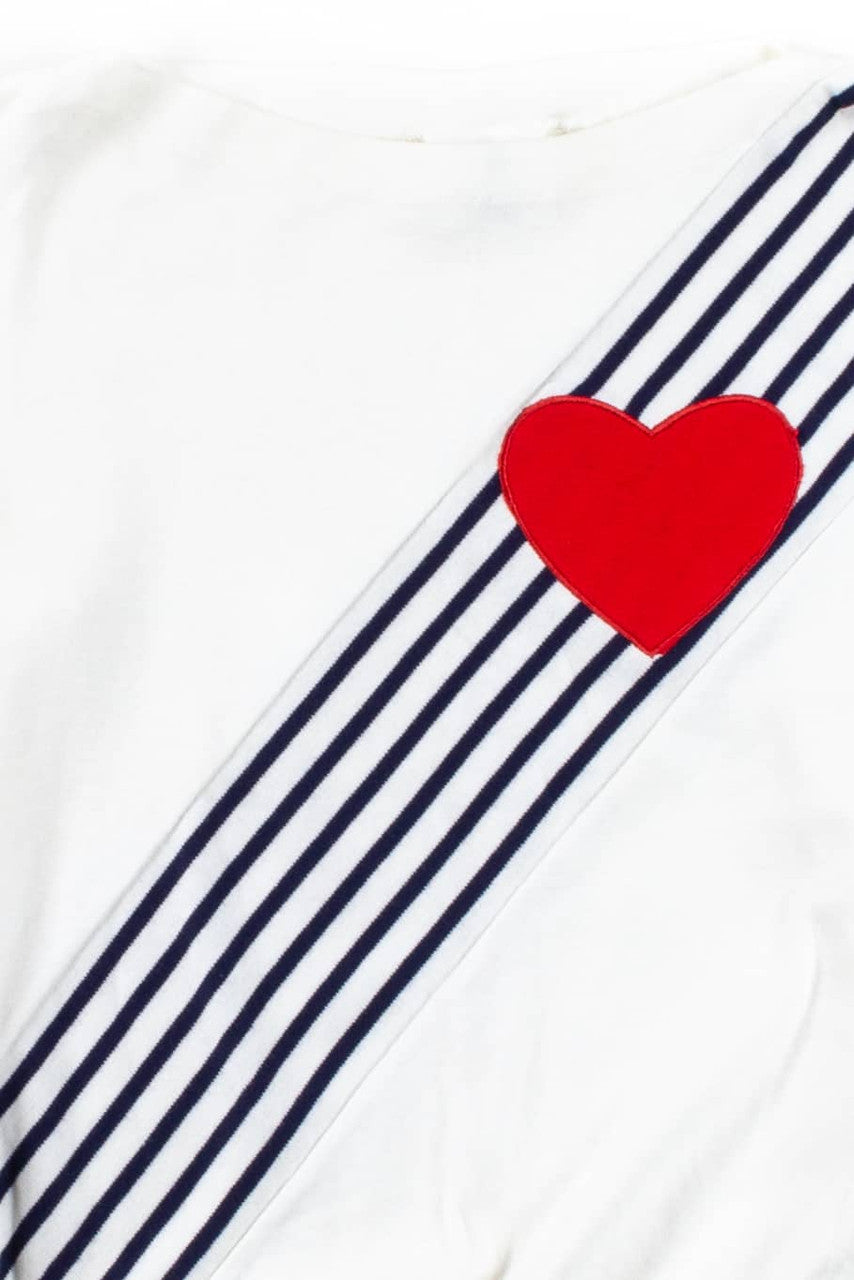 Vintage Diagonal Stripe Heart Top