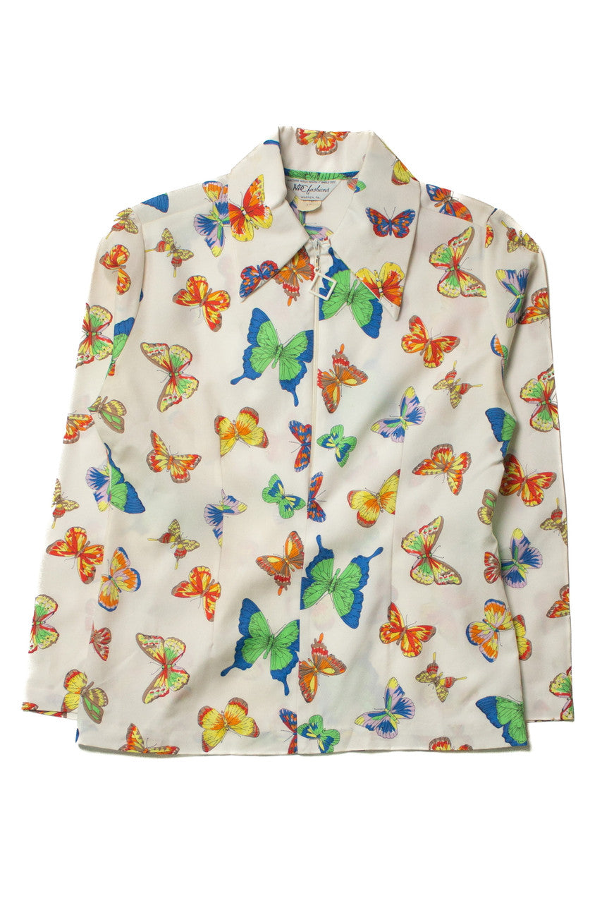 Vintage Butterflies Quarter Zip Top (sz. 34)