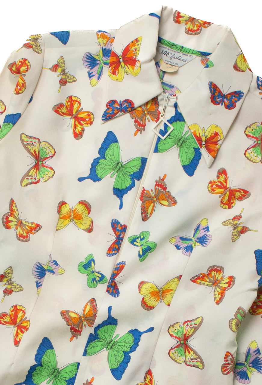 Vintage Butterflies Quarter Zip Top (sz. 34)