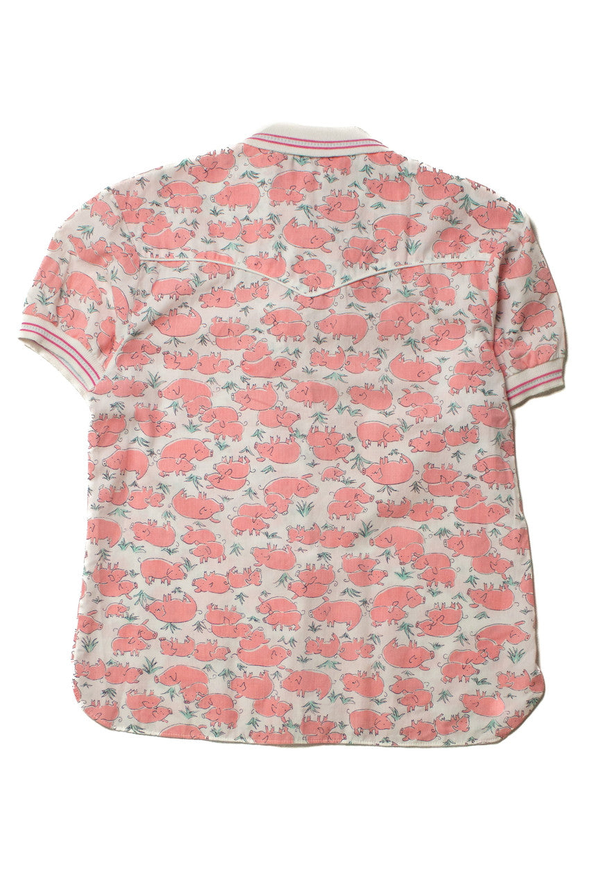 Vintage Piggies Button Up Top (sz. Medium)