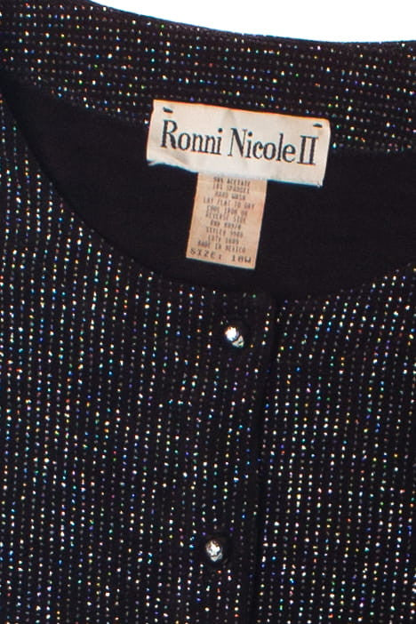 Vintage Ronni Nicole II Holographic Dot Button Up Top