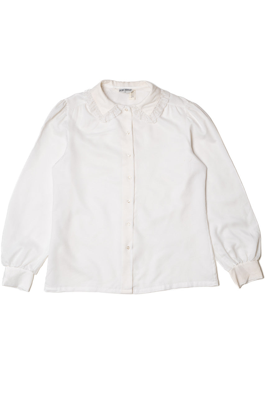 Vintage White Lacey Collar Judy Bond Top