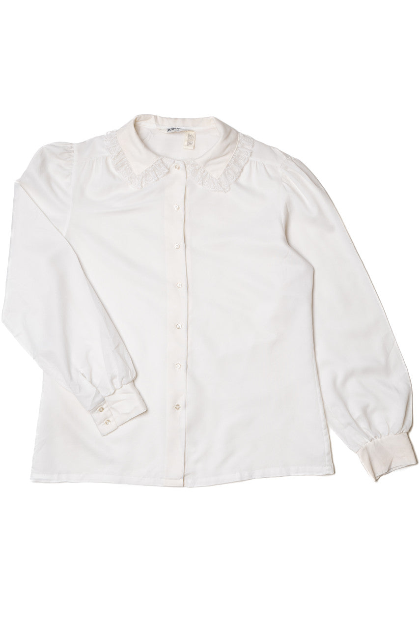 Vintage White Lacey Collar Judy Bond Top