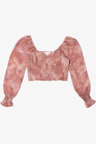 Recycled Puff Sleeve Smocked Crop Top