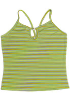 Vintage Keyhole Metal Clasp Striped Tank Top