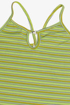 Vintage Keyhole Metal Clasp Striped Tank Top