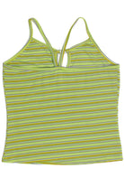 Vintage Keyhole Metal Clasp Striped Tank Top
