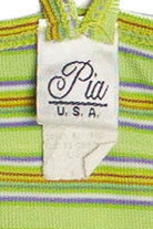 Vintage Keyhole Metal Clasp Striped Tank Top