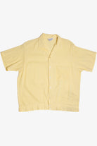 Vintage Yellow Ribbed Square Pocket Button Up Top