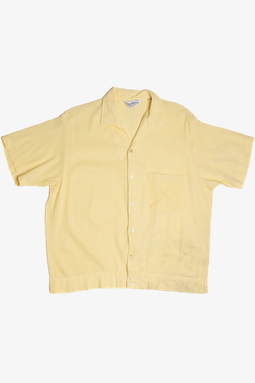 Vintage Yellow Ribbed Square Pocket Button Up Top