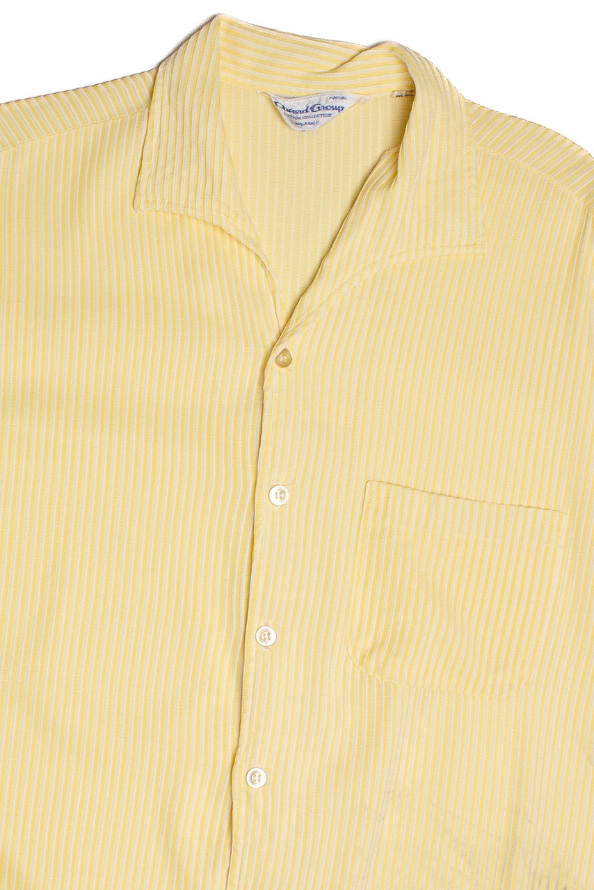 Vintage Yellow Ribbed Square Pocket Button Up Top