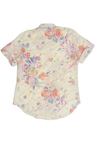 Vintage Floral Semi-Sheer Short Sleeve Button Up Blouse
