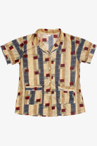 Vintage Square Print Double Pocket Pokemon Button Up
