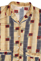 Vintage Square Print Double Pocket Pokemon Button Up