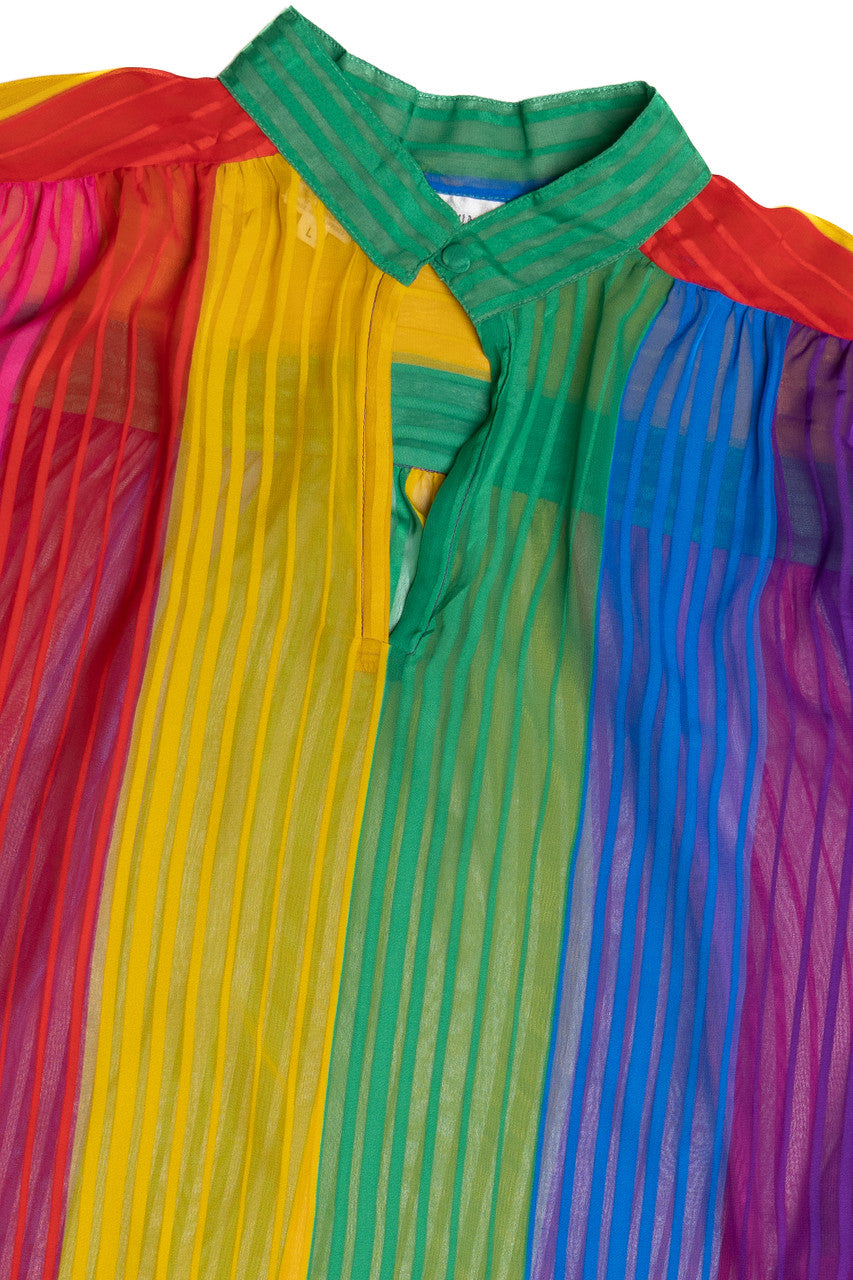 Vintage Rainbow Sheer Puff Sleeve Top