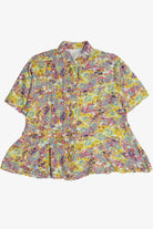 Vintage Floral Ivy International Peplum Button Up Top