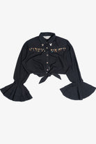 Vintage Western Beaded Lilia Smith Tie Crop Top