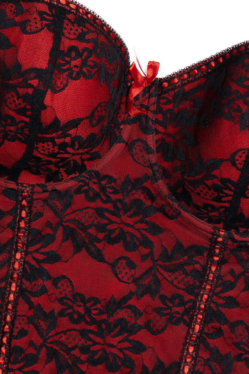 Red lace Seven Til Midnight Corset Bustier Top