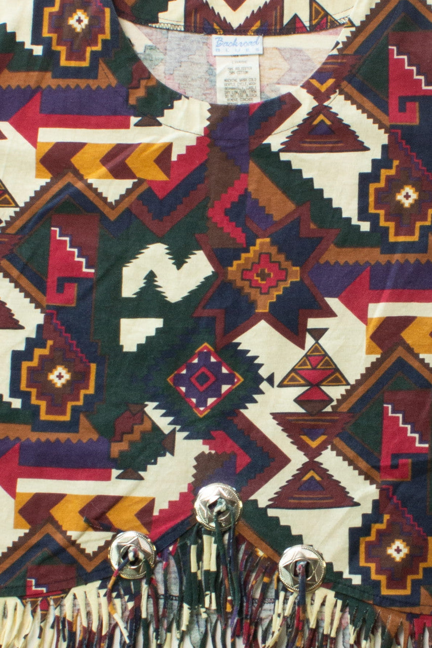 Vintage Multicolor Pattern Frill Tee (1990s)